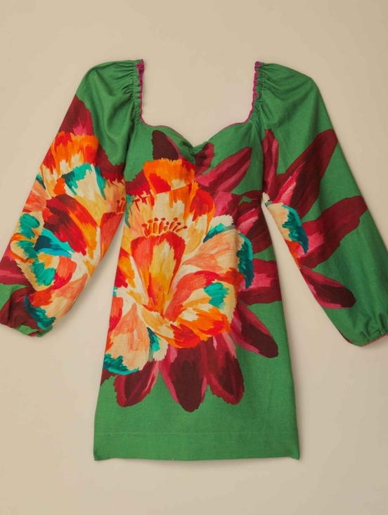 FARM Rio Dresses & Skirts - FARM Rio Green Mini Dress with Bold Floral Print